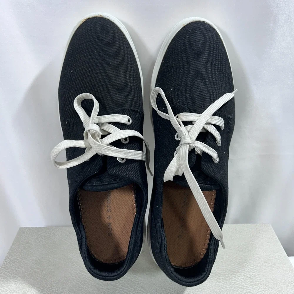 SUN STONE Sneakers Shoes Men's US 11.5 M Black Cushioned Kiva Round Lace-Up‎